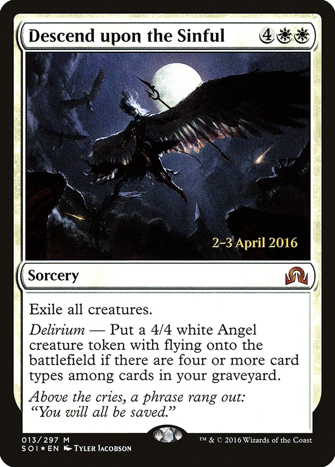 Descend upon the Sinful [Shadows over Innistrad Prerelease Promos] | Game Grid - Logan