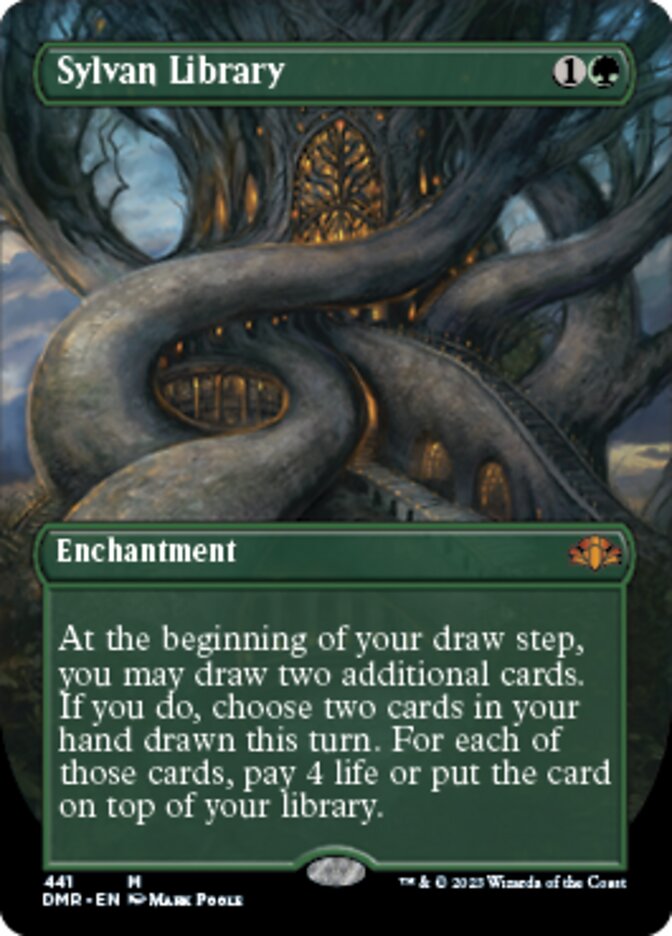 Sylvan Library (Borderless Alternate Art) [Dominaria Remastered] | Game Grid - Logan
