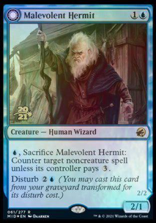 Malevolent Hermit // Benevolent Geist [Innistrad: Midnight Hunt Prerelease Promos] | Game Grid - Logan