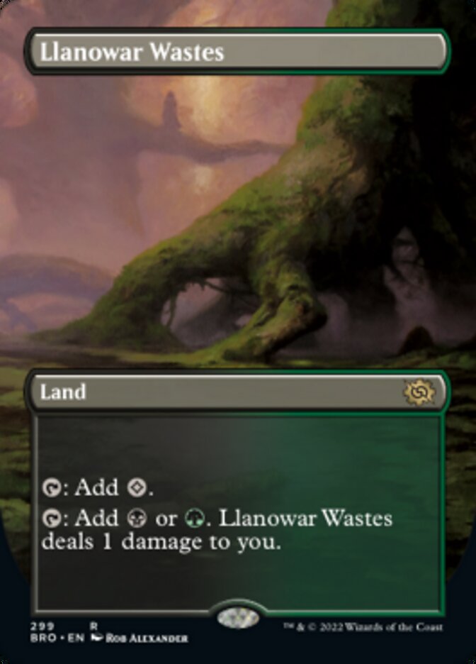 Llanowar Wastes (Borderless Alternate Art) [The Brothers' War] | Game Grid - Logan