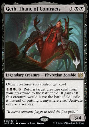 Geth, Thane of Contracts (Promo Pack) [Phyrexia: All Will Be One Promos] | Game Grid - Logan