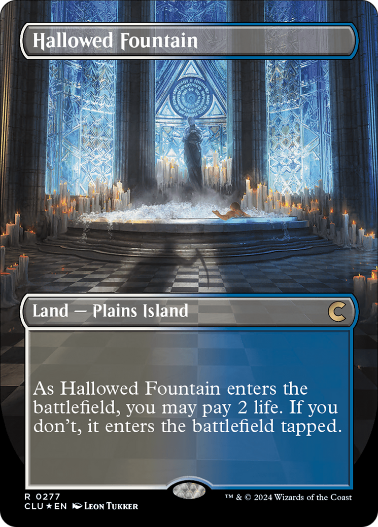 Hallowed Fountain (Borderless) [Ravnica: Clue Edition] | Game Grid - Logan