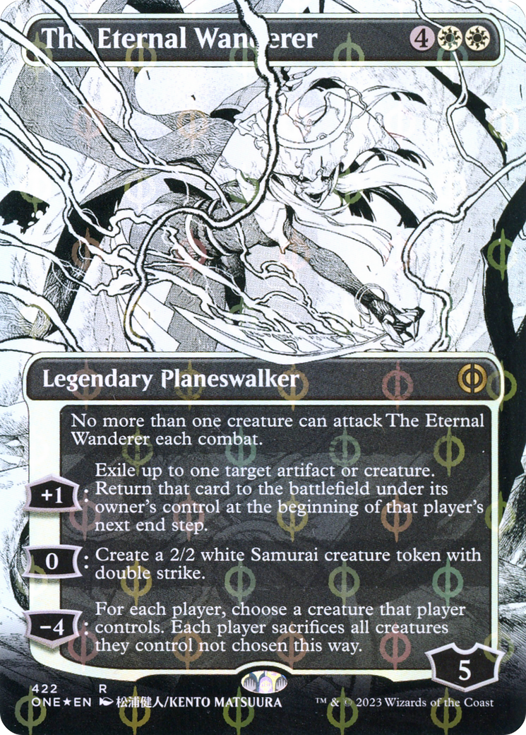 The Eternal Wanderer (Borderless Manga Step-and-Compleat Foil) [Phyrexia: All Will Be One] | Game Grid - Logan