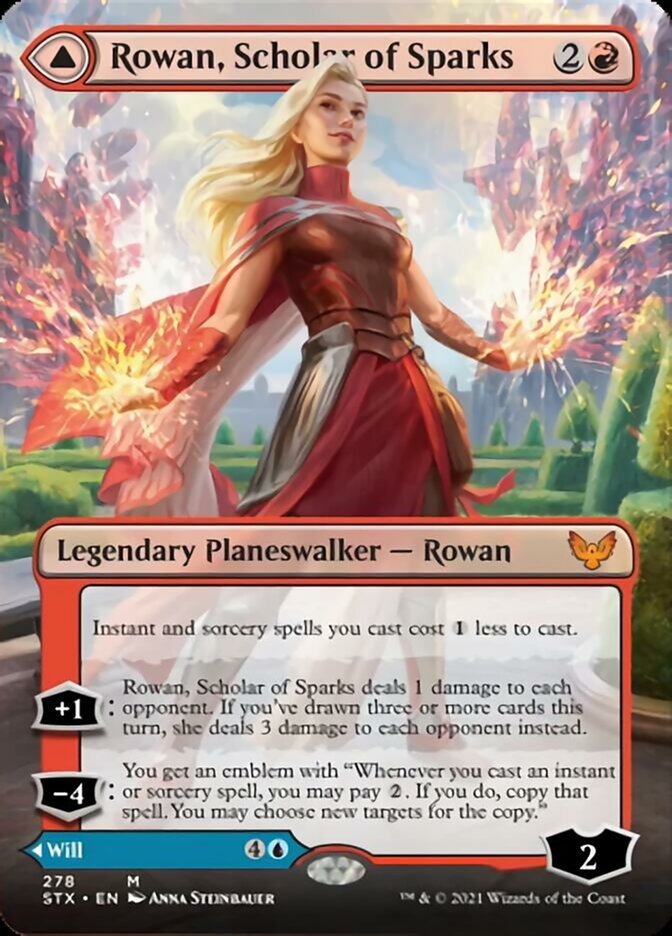 Rowan, Scholar of Sparks // Will, Scholar of Frost (Borderless) [Strixhaven: School of Mages] | Game Grid - Logan