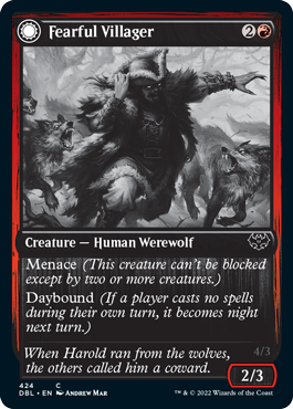 Fearful Villager // Fearsome Werewolf [Innistrad: Double Feature] | Game Grid - Logan