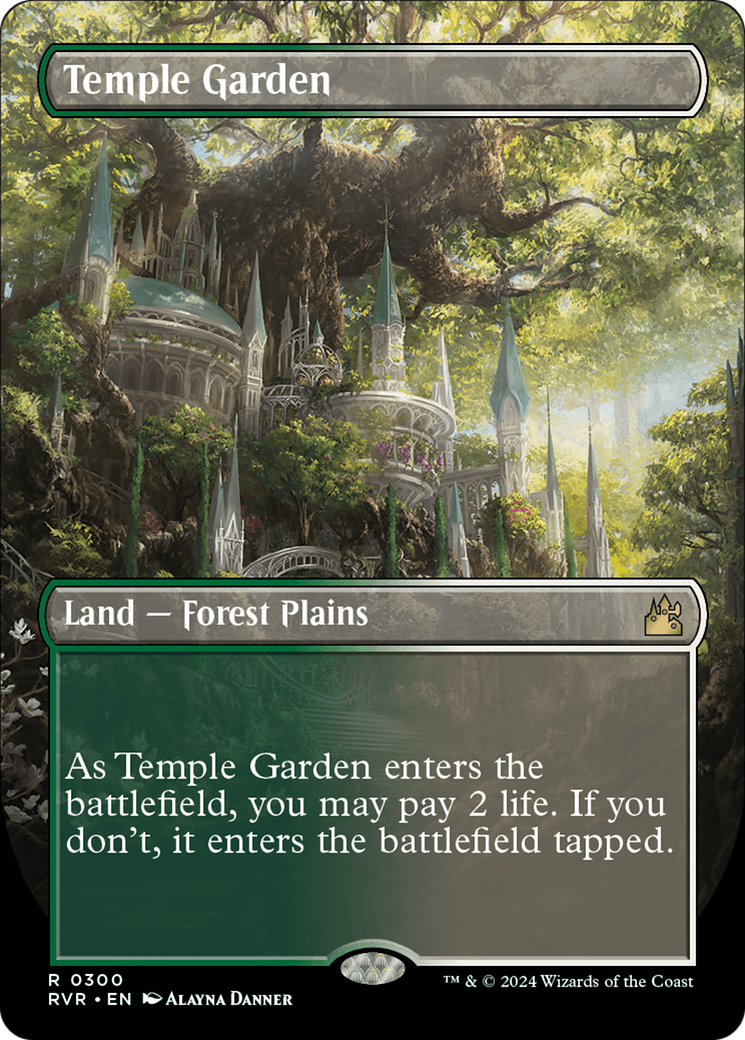 Temple Garden (Borderless) [Ravnica Remastered] | Game Grid - Logan