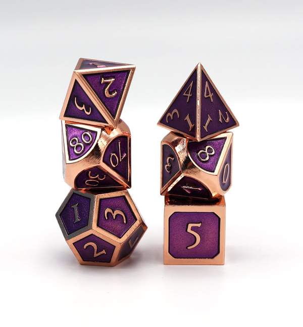 Copper with Amethyst RPG Dice Set | Game Grid - Logan