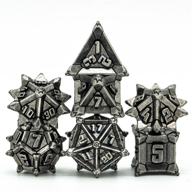 Ancient Silver Flail RPG Metal Dice Set | Game Grid - Logan