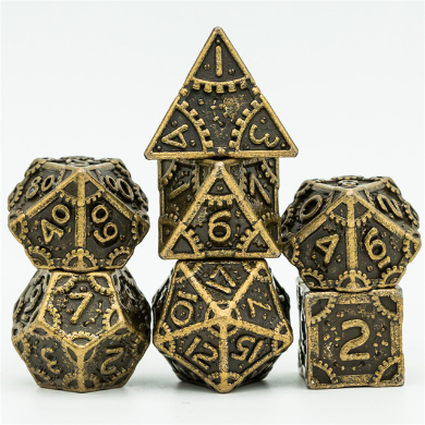 Steampunk Metal RPG Dice Set: Bronze | Game Grid - Logan