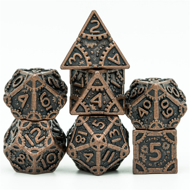 Steampunk Metal RPG Dice Set: Copper | Game Grid - Logan