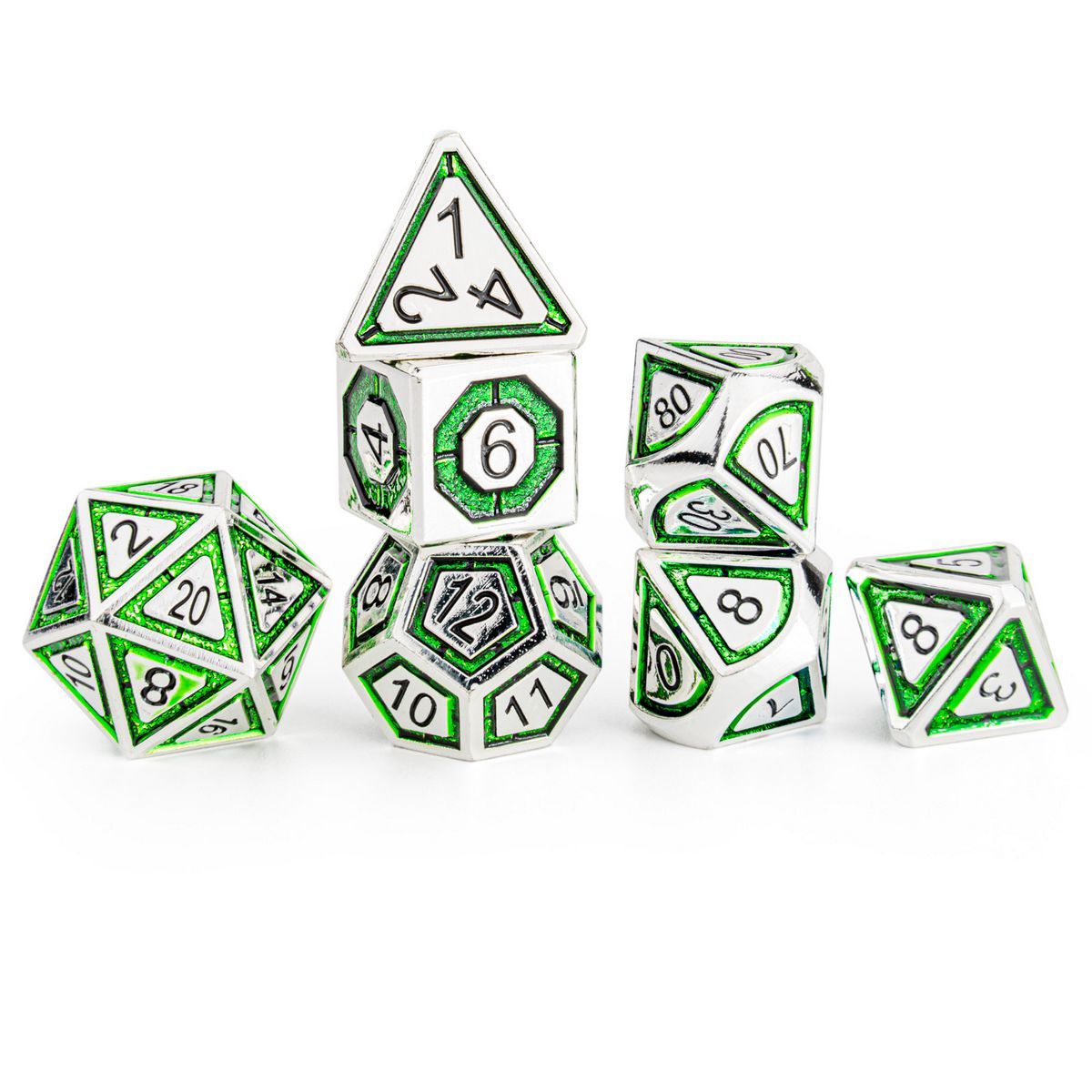 Leyline Metal Dice: Steel and Green | Game Grid - Logan