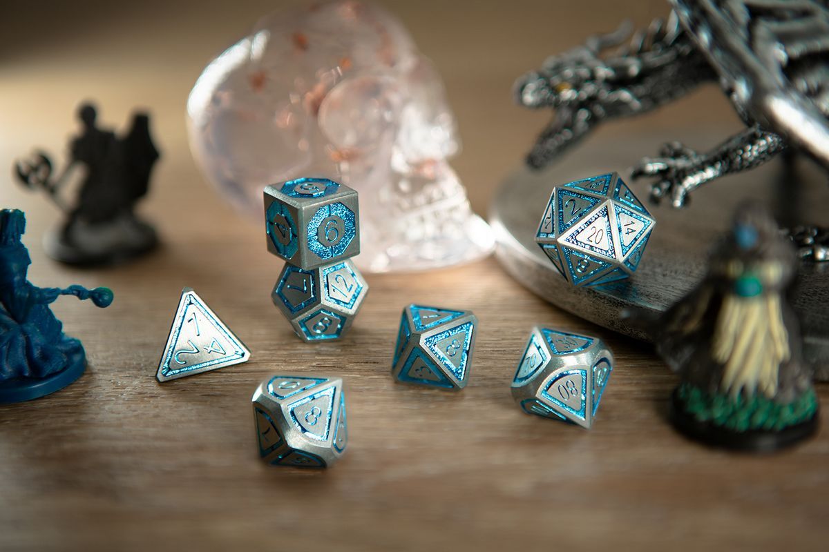 Leyline Metal Dice: Steel and Blue | Game Grid - Logan