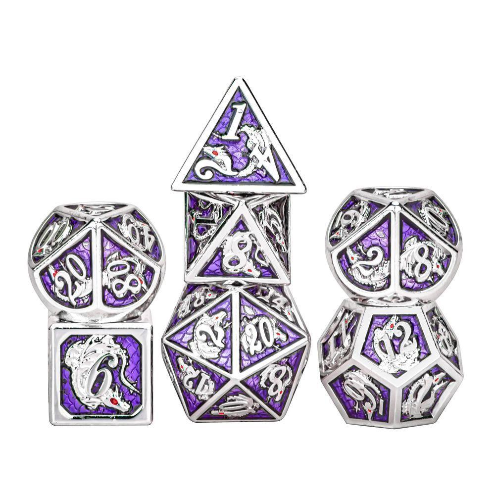 Metal Dragon Dice: Silver and Purple | Game Grid - Logan