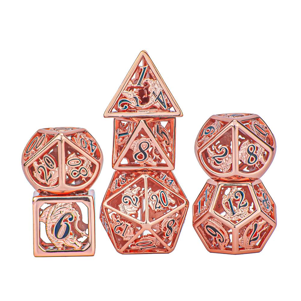 Hollow Dragon Dice: Rose Gold with Black Font | Game Grid - Logan