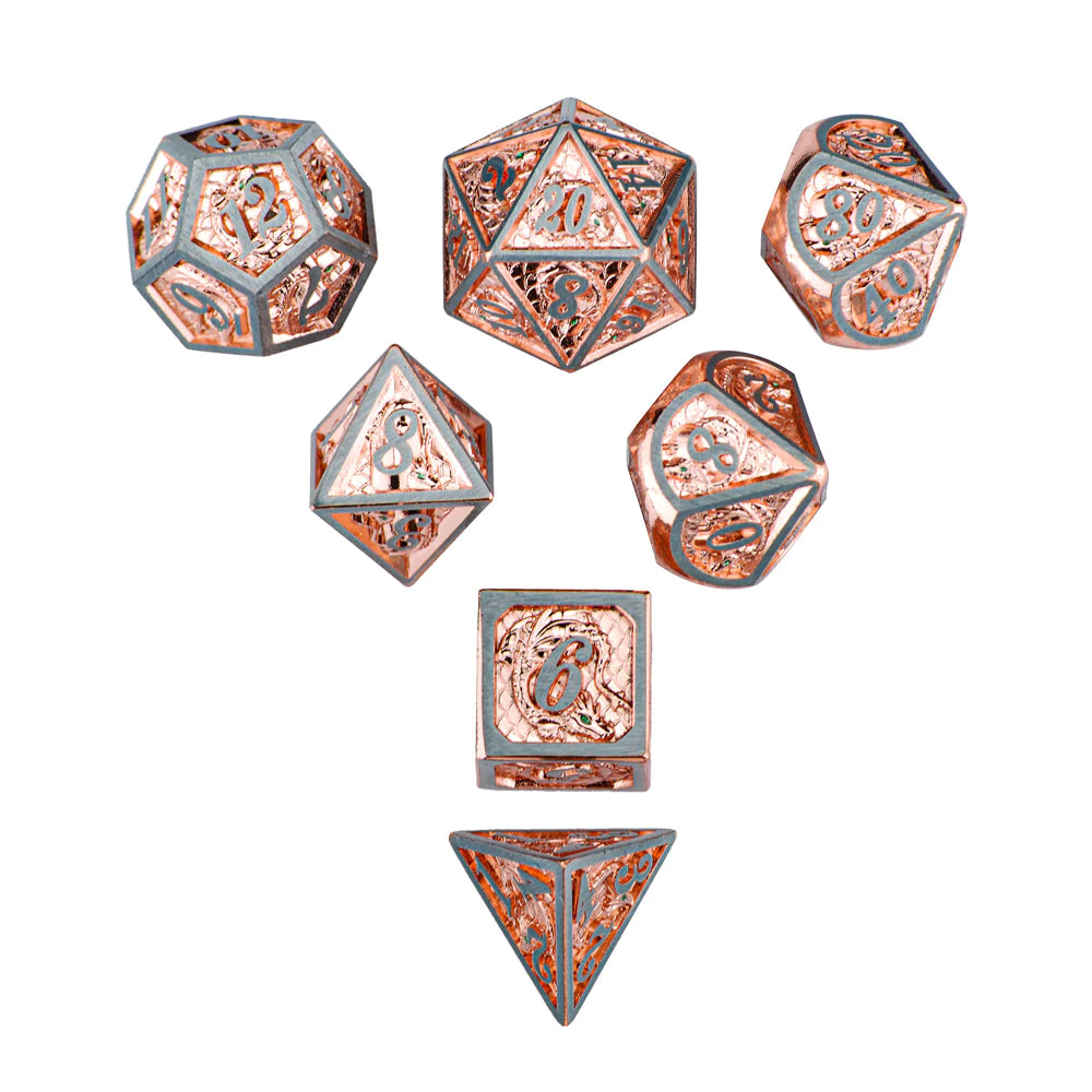 Metal Dragon Dice: Brushed Rose Gold | Game Grid - Logan