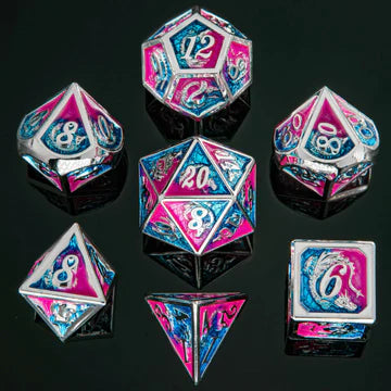 Metal Dragon Dice: Silver and Pink/Blue | Game Grid - Logan