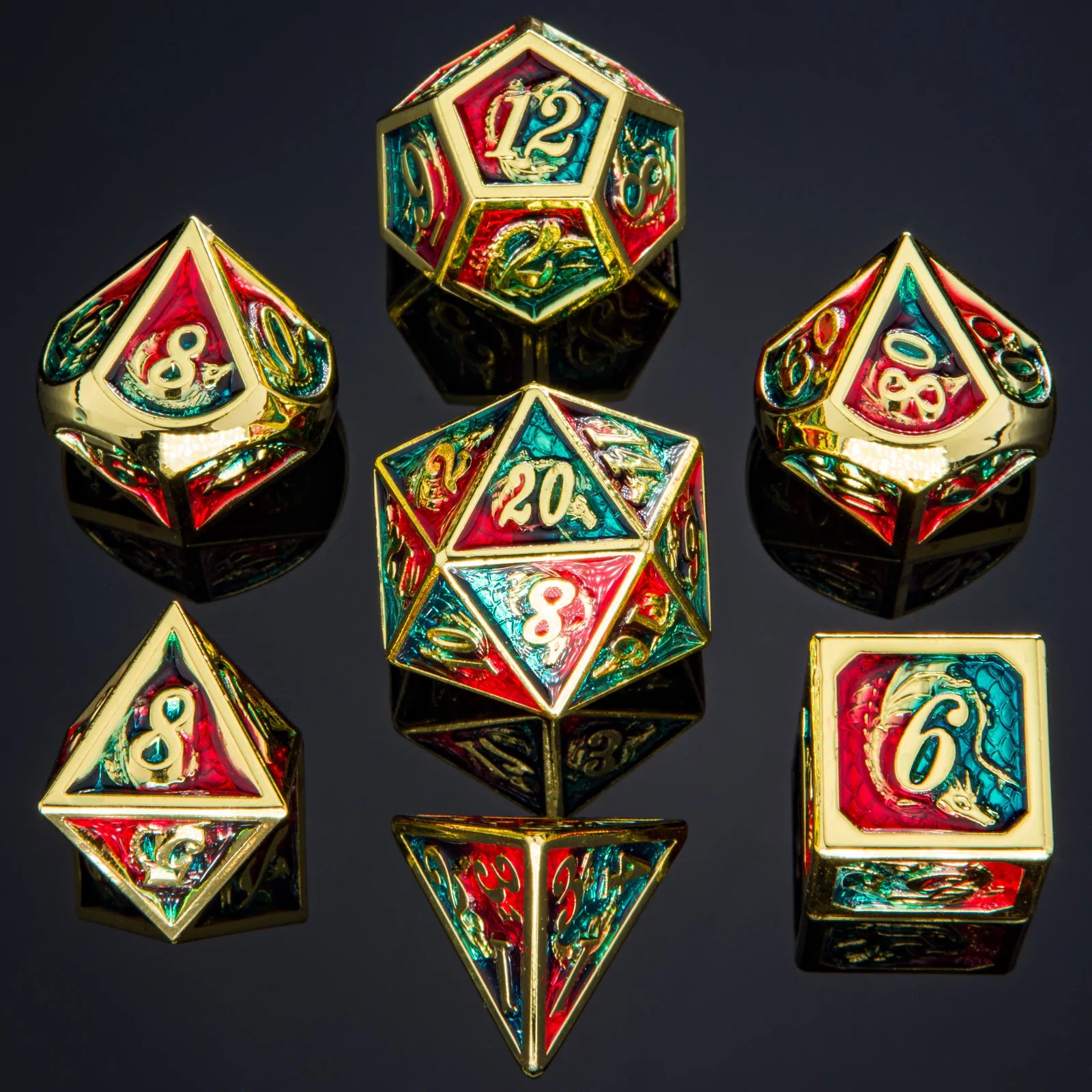 Metal Dragon Dice: Gold and Red/Blue | Game Grid - Logan