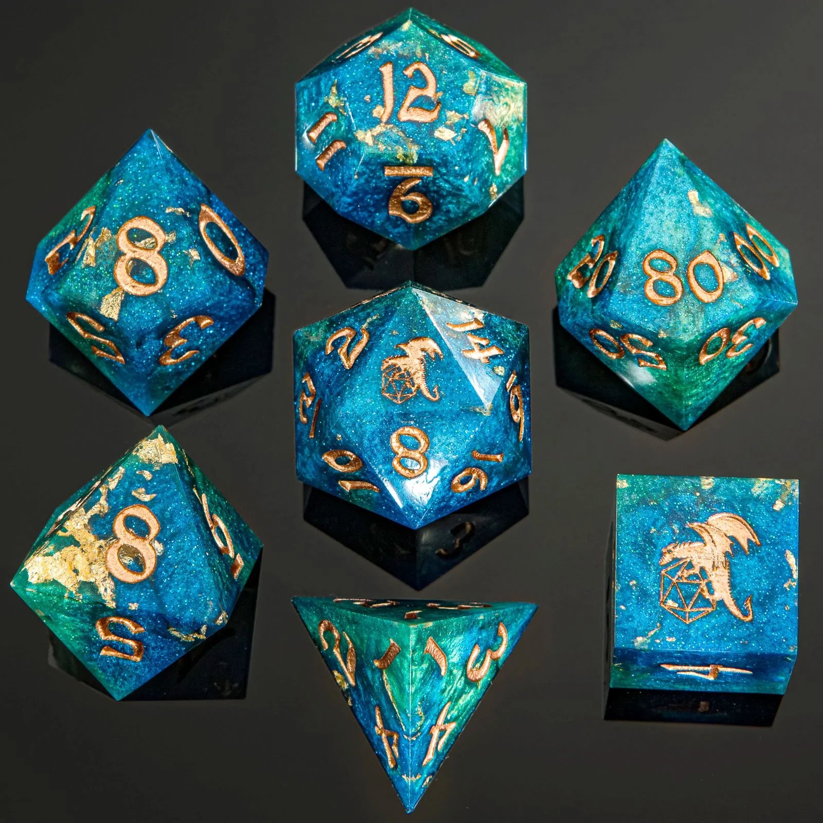 Captured Magic Sharp Edge Resin Dice: Sea Dragon | Game Grid - Logan