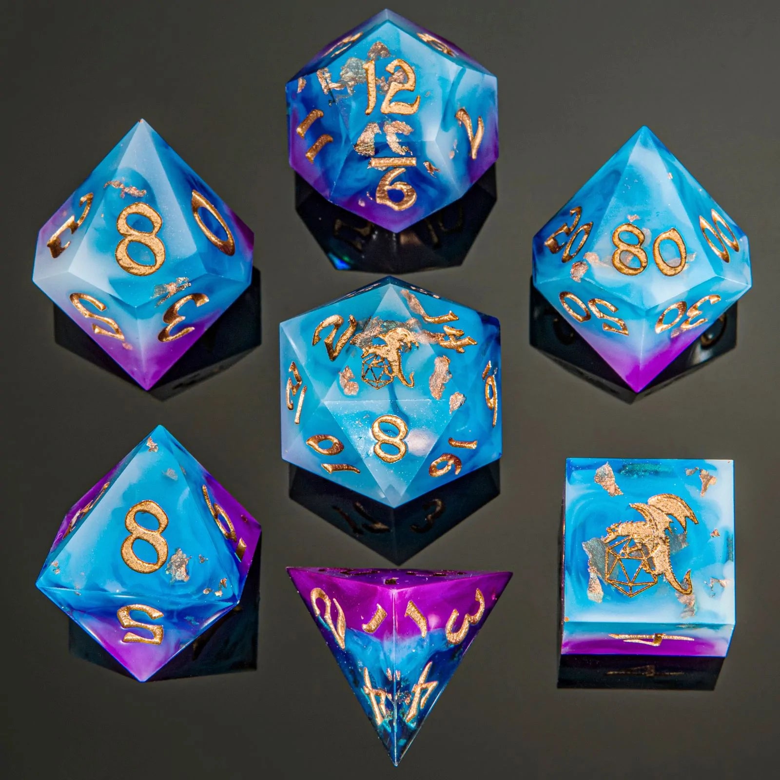 Captured Magic Sharp Edge Resin Dice: Storm Dragon | Game Grid - Logan