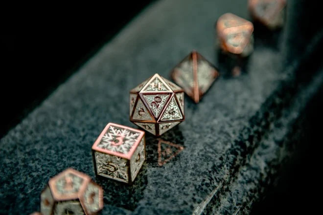 Hollow Snowflake Dice: Rose Gold | Game Grid - Logan