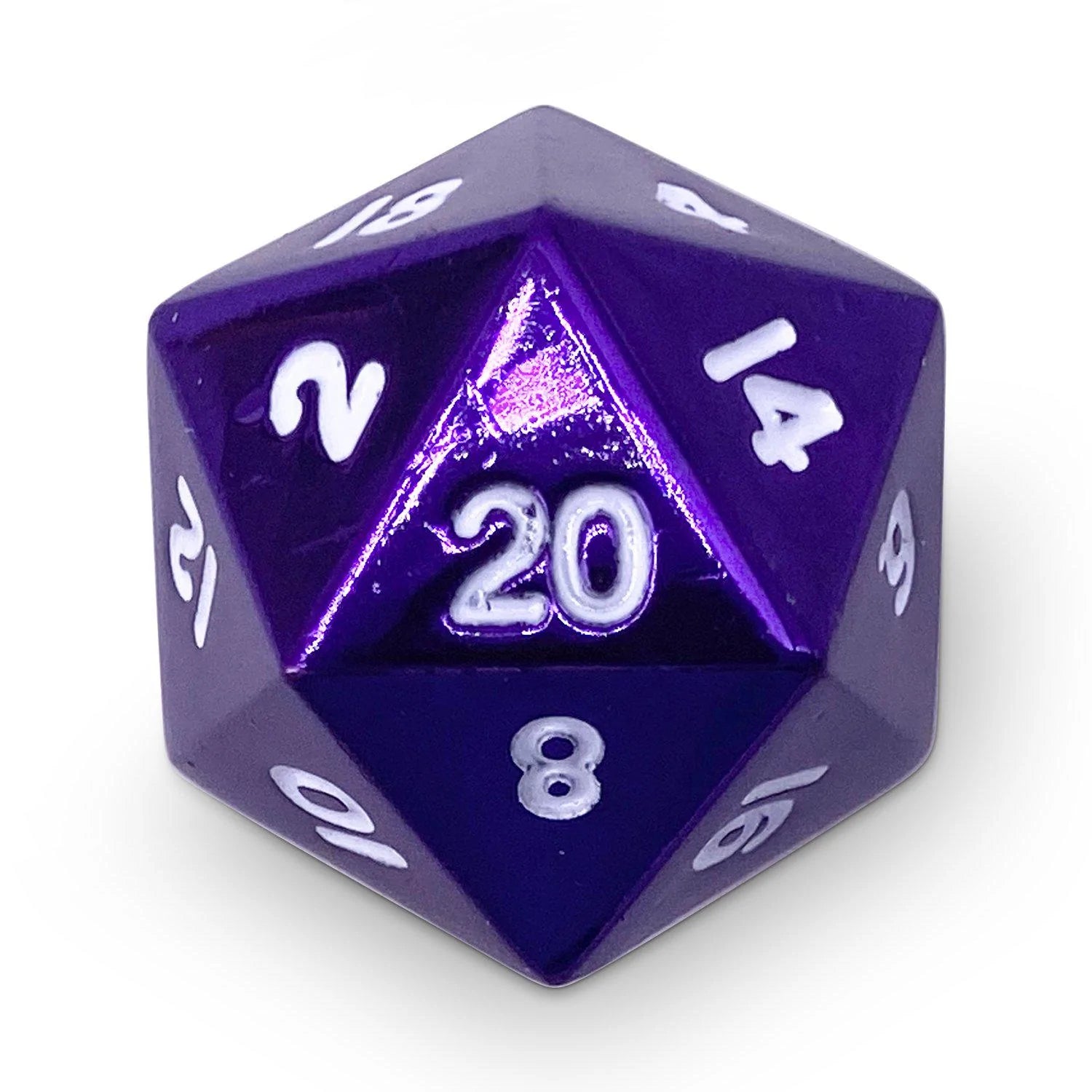 45MM Metal D20 Boulder: Bardic Purple | Game Grid - Logan