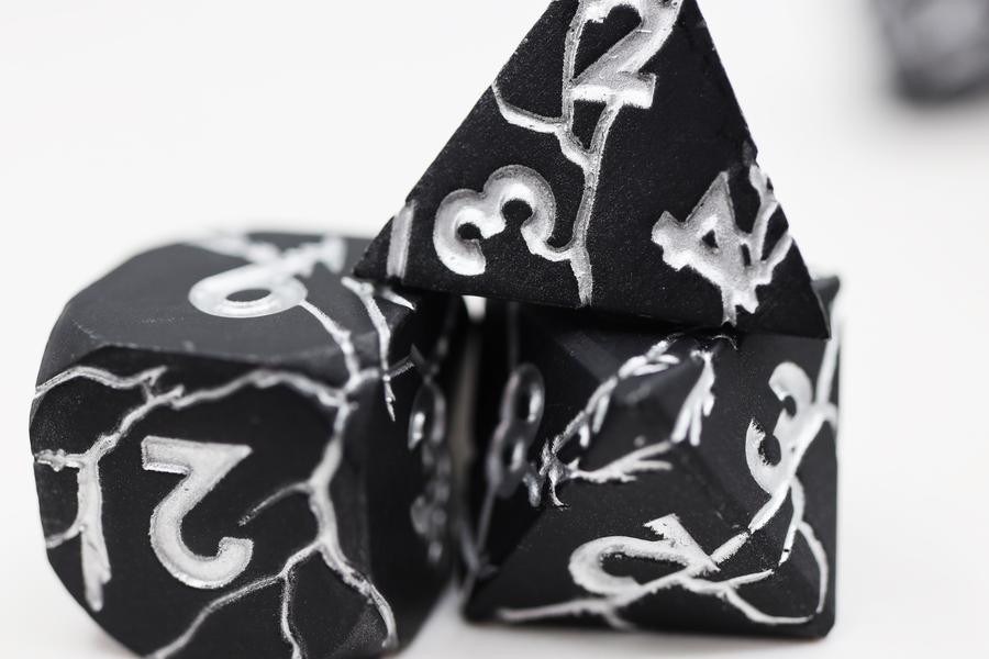 Black Quarry Metal RPG Dice Set | Game Grid - Logan