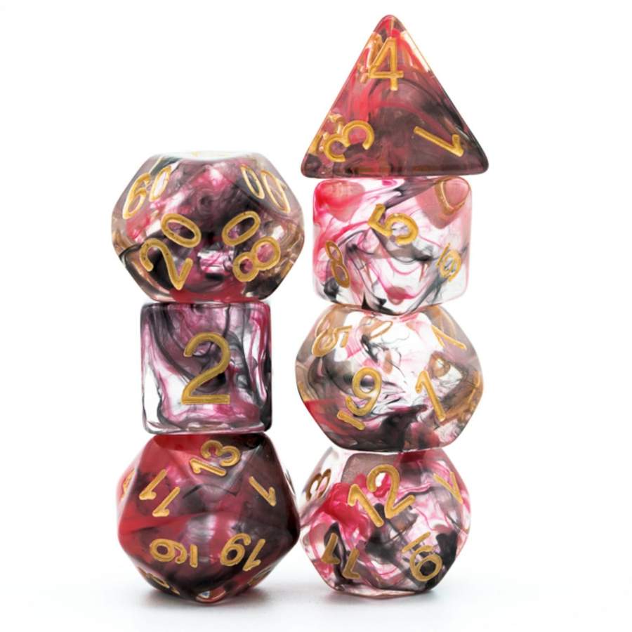 Black & Rose Smoke RPG Dice Set | Game Grid - Logan