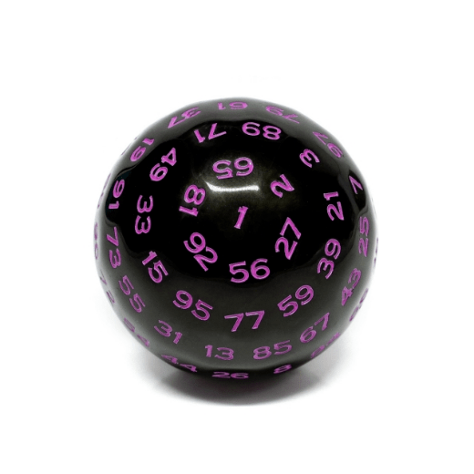 100 Sided Die - Black Opaque with Purple D100 | Game Grid - Logan