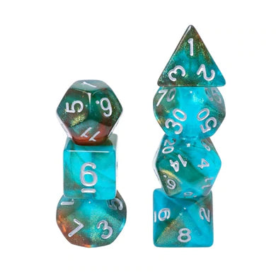 Glow in the Dark Blue Nebula RPG Dice Set | Game Grid - Logan