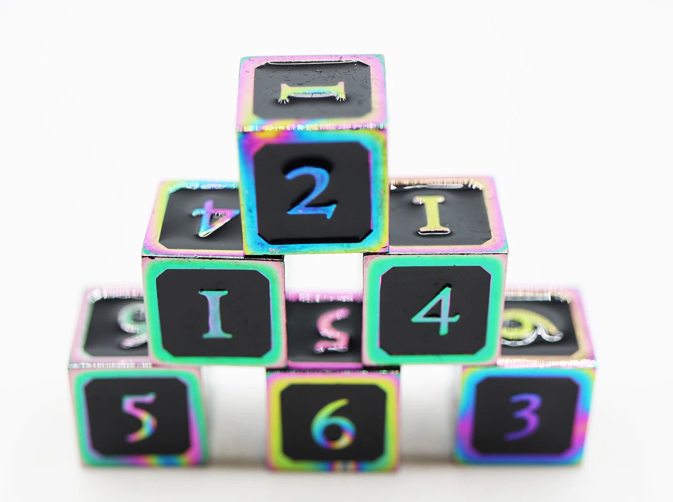 Black and Burnt Opal D6 Metal Dice Set | Game Grid - Logan