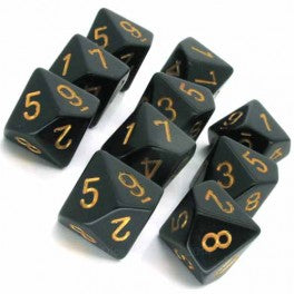 Chessex Opaque 7-Die Set: Black/Gold | Game Grid - Logan