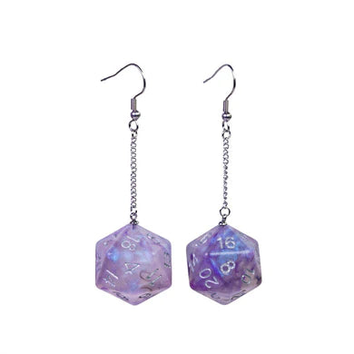 Galaxy D20 Earrings: Purple and Black | Game Grid - Logan