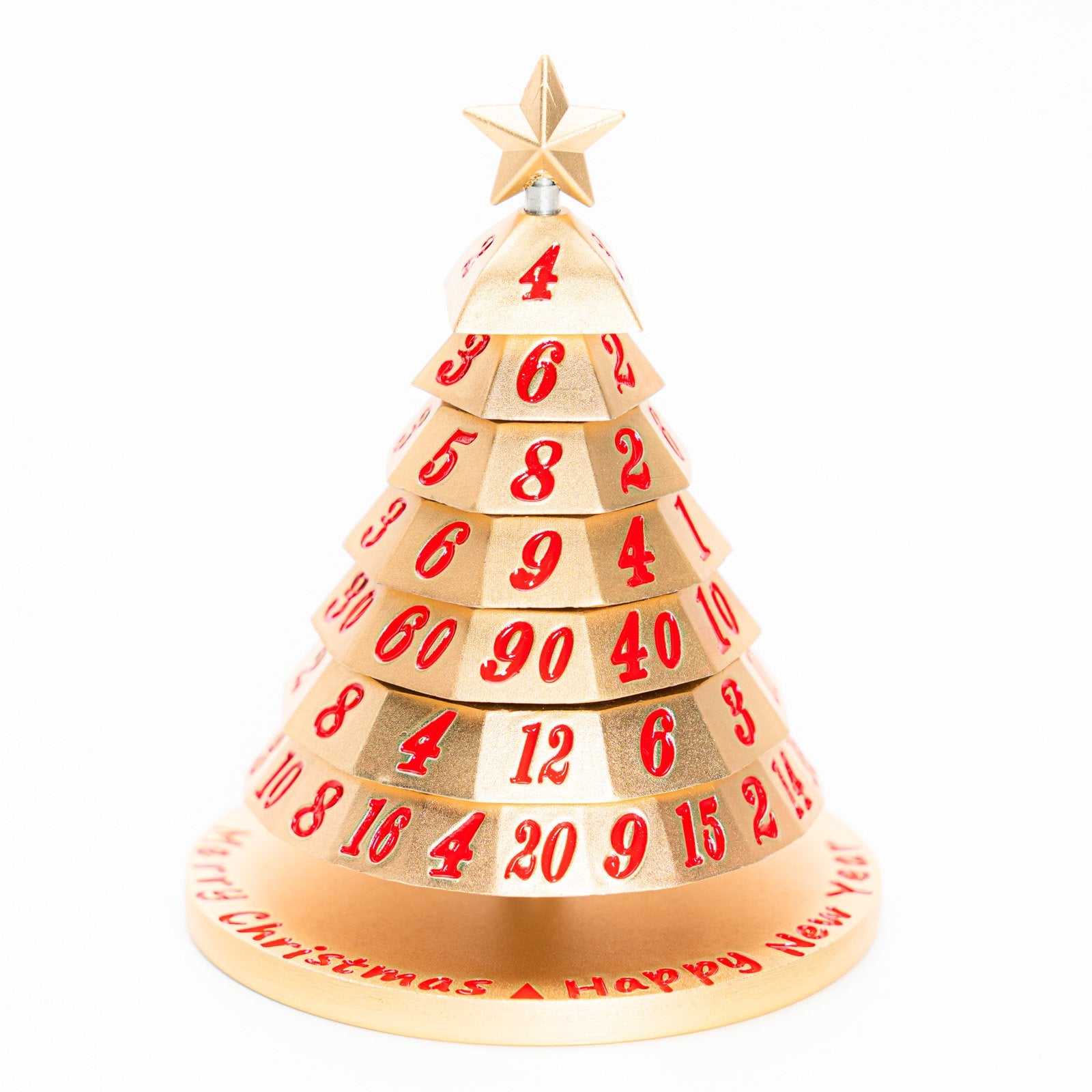 Aluminum Christmas Tree Dice "Set": Gold with Red | Game Grid - Logan