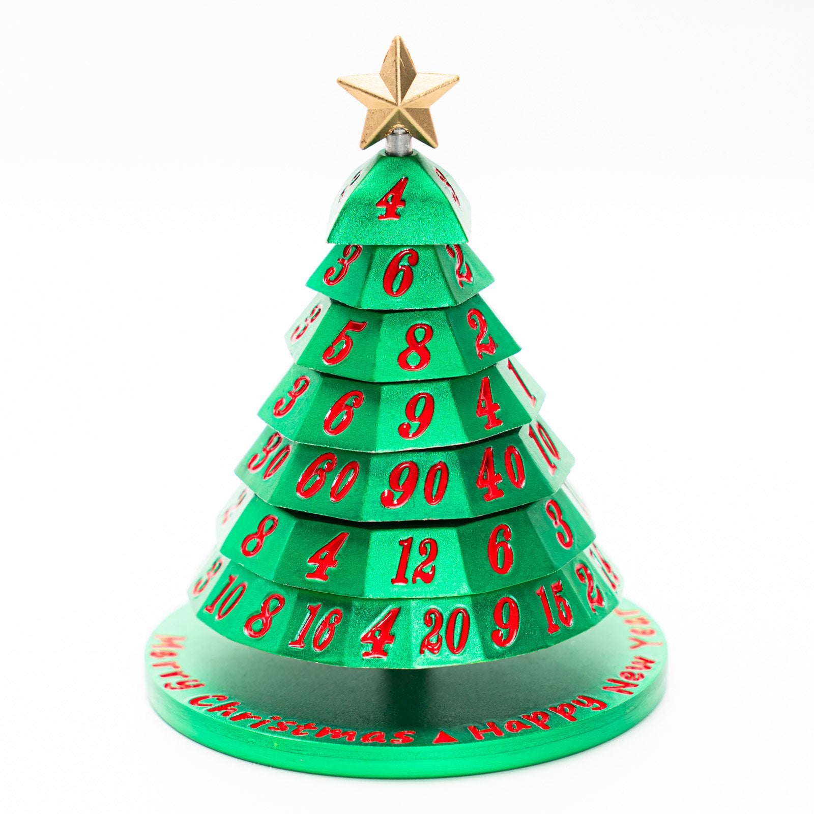 Aluminum Christmas Tree Dice "Set": Green with Red | Game Grid - Logan