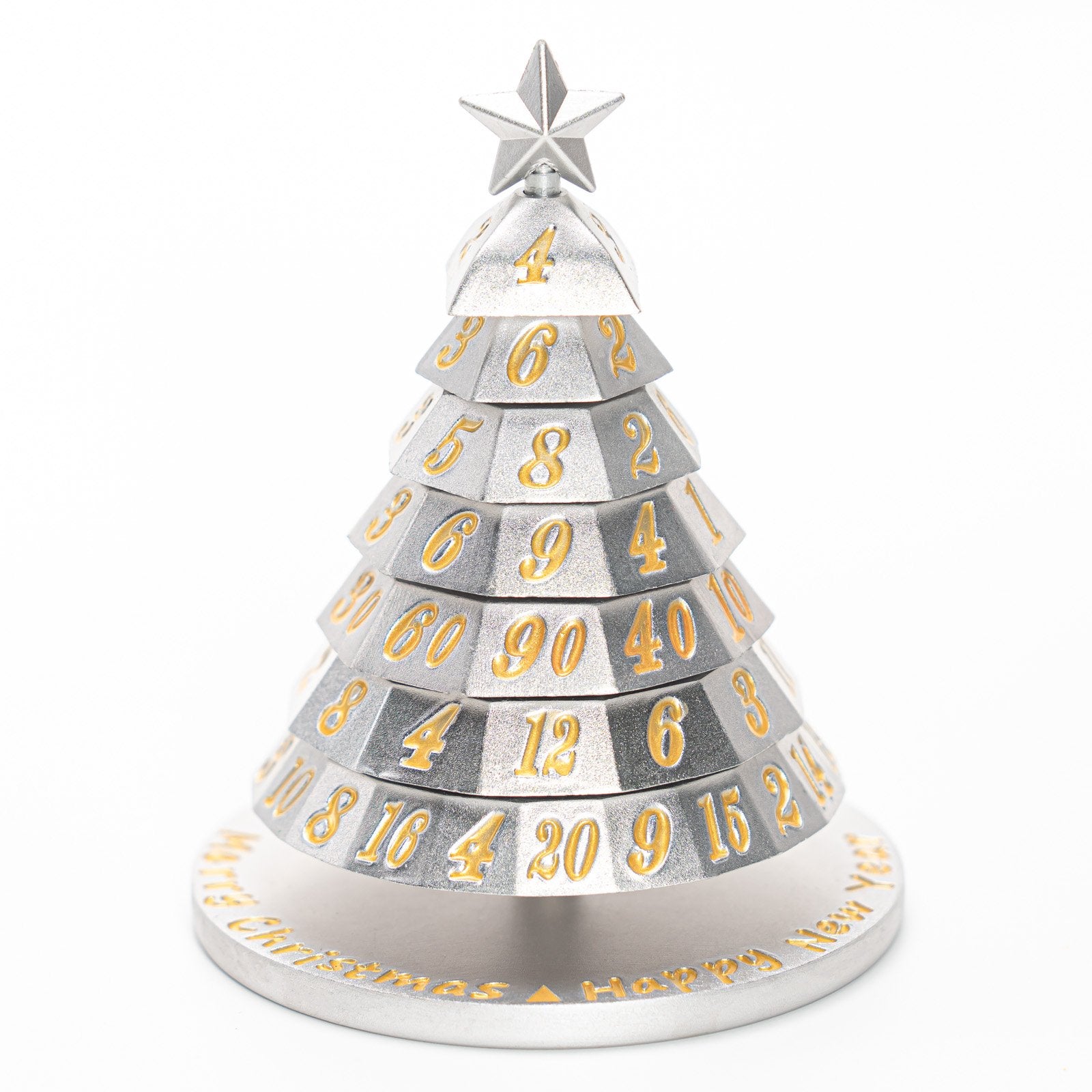 Aluminum Christmas Tree Dice "Set": Silver with Gold | Game Grid - Logan