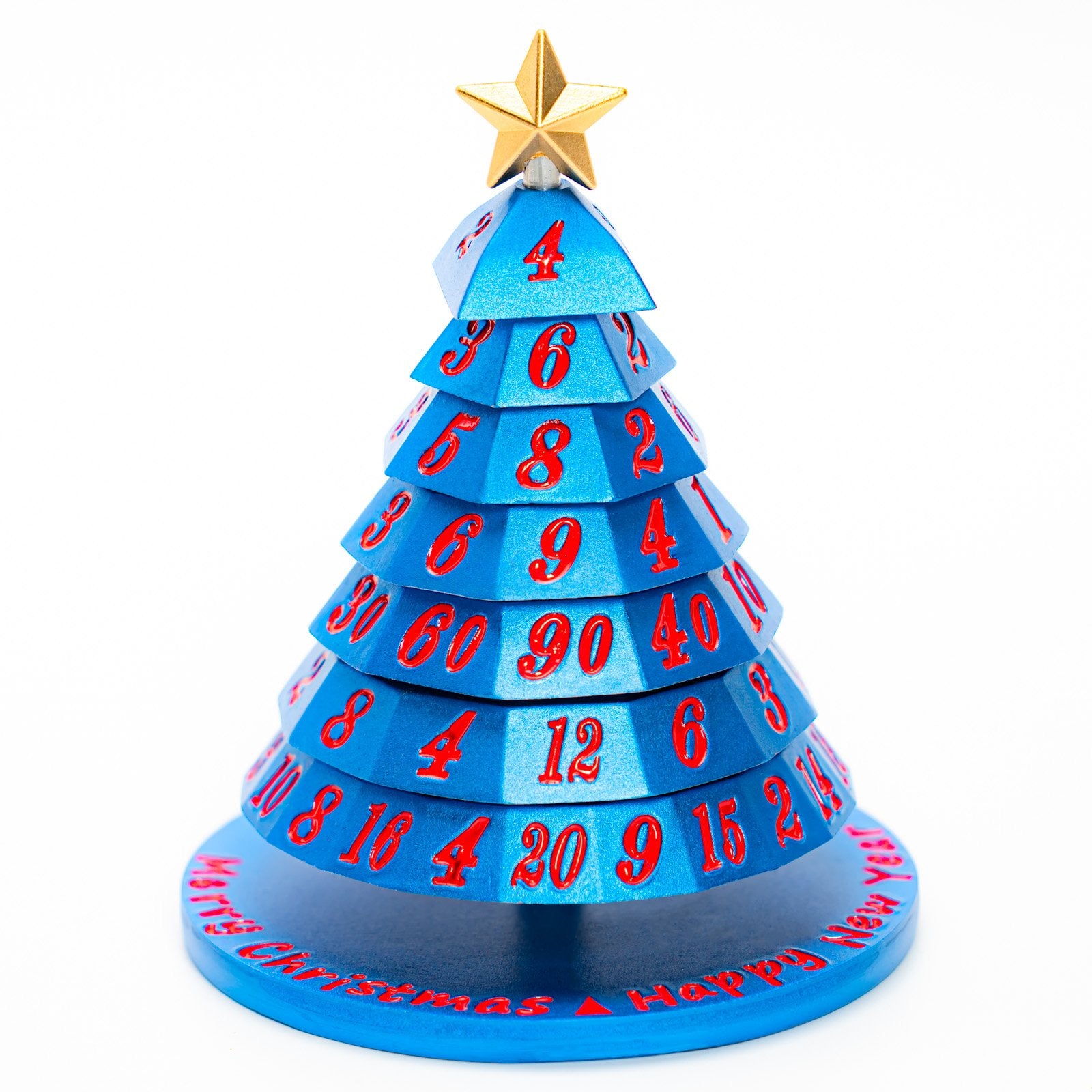 Aluminum Christmas Tree Dice "Set": Blue with Red | Game Grid - Logan