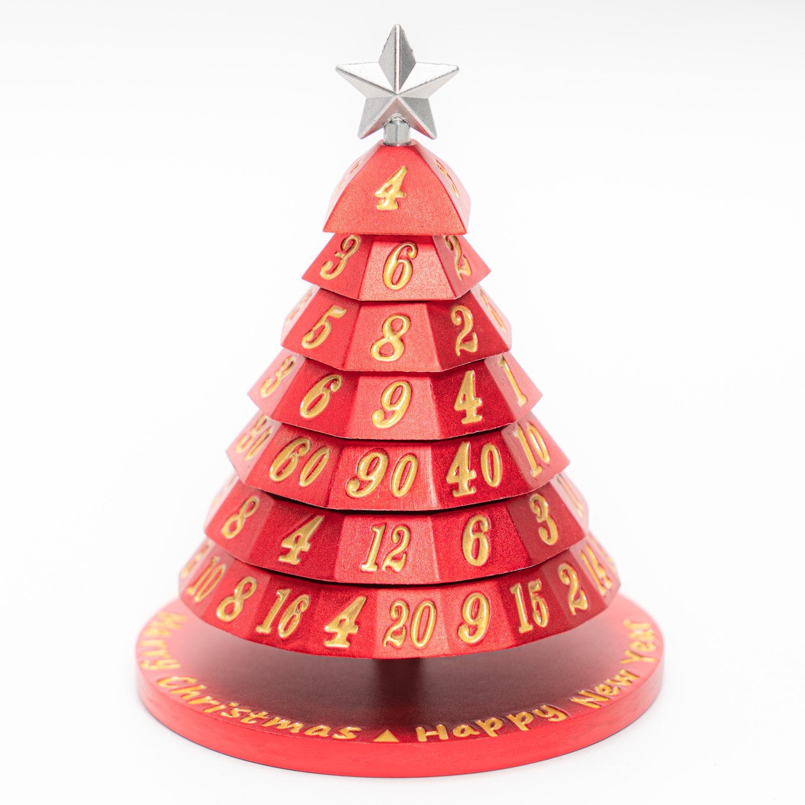 Aluminum Christmas Tree Dice "Set": Red with Gold | Game Grid - Logan