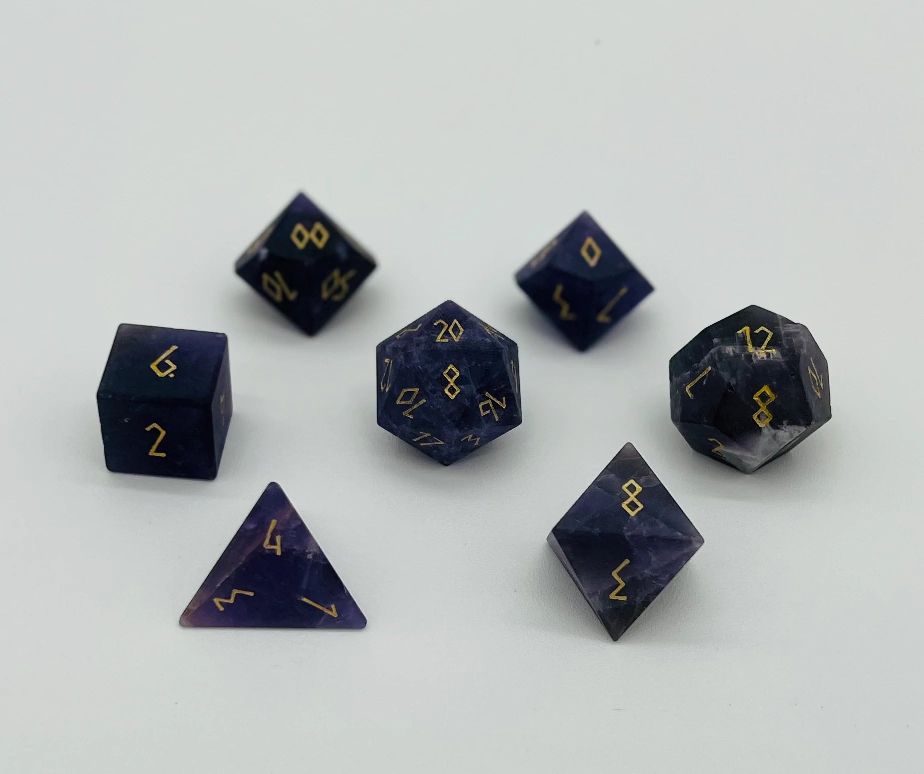 Gemstone Dice: Frosted Amethyst (Gold Font) | Game Grid - Logan
