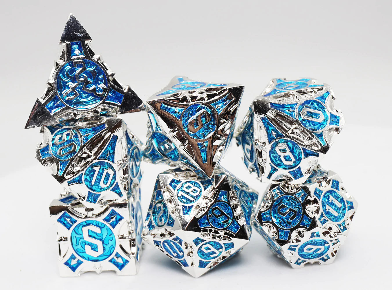 AZURE LIGHTNING ARROW RPG METAL DICE SET | Game Grid - Logan