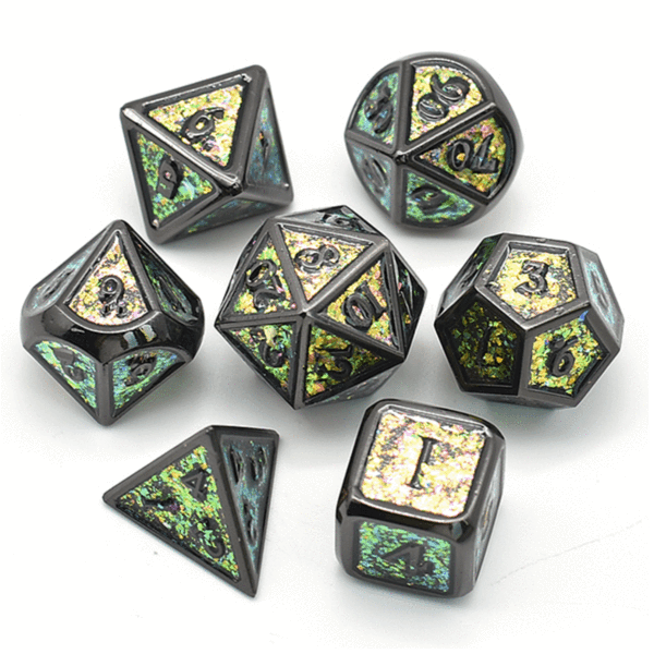 Color Shifting: Fields of Green Metal RPG Dice Set | Game Grid - Logan