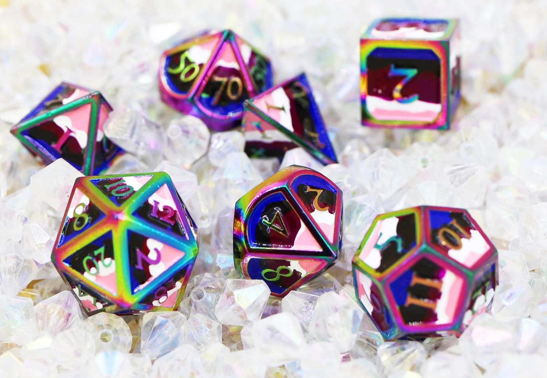 Gender Fluid Pride Flag - RPG Metal Dice Set | Game Grid - Logan
