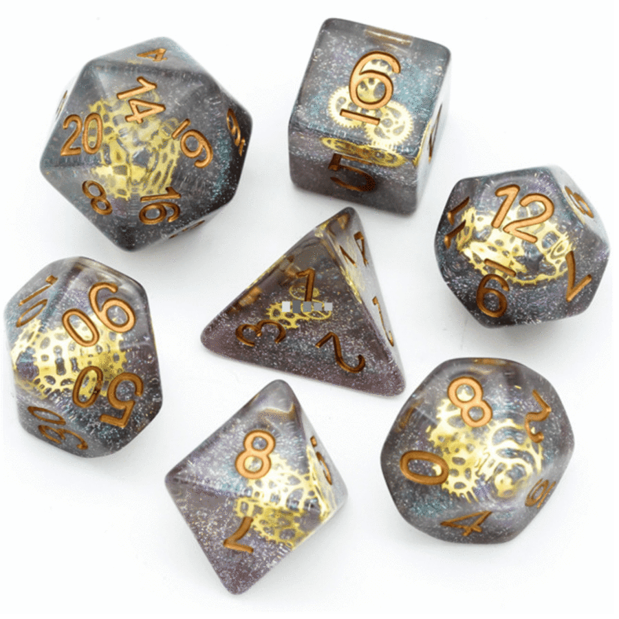 Glitter Gearwheel RPG Dice Set | Game Grid - Logan