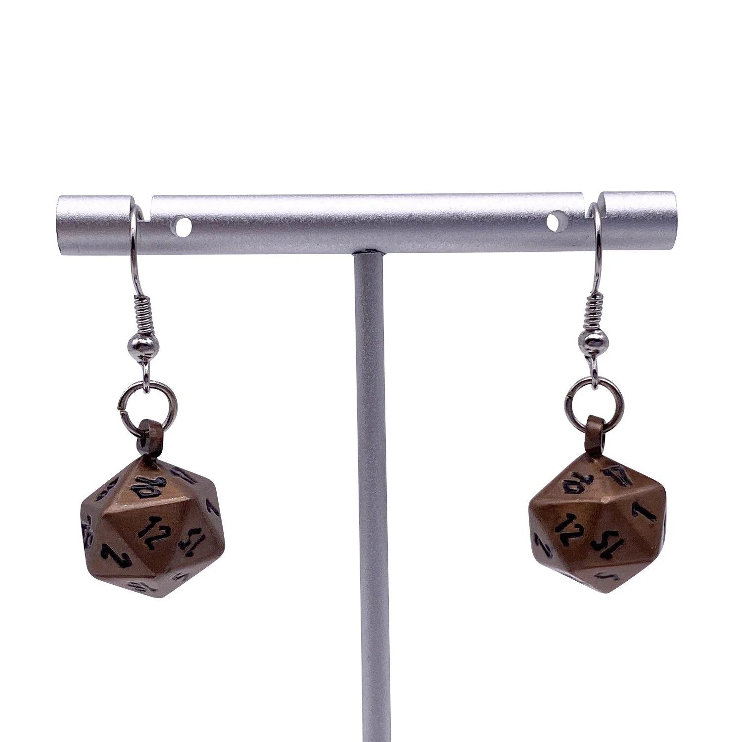 D20 Earrings: Gnomish Copper | Game Grid - Logan
