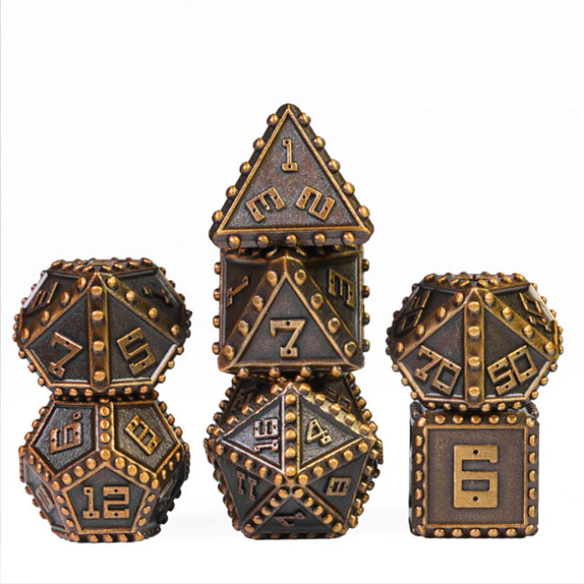Gold Brigandine Armor Metal RPG Dice Set | Game Grid - Logan