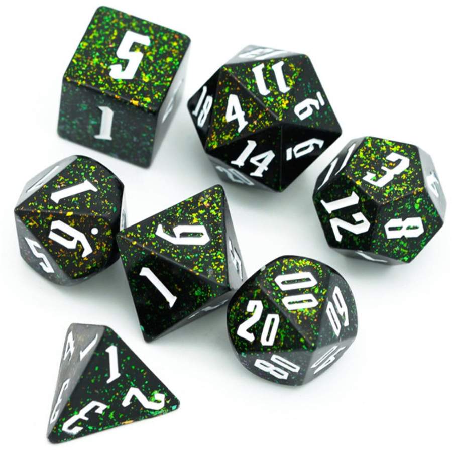 Jumbo Green Glitter RPG Dice Set | Game Grid - Logan