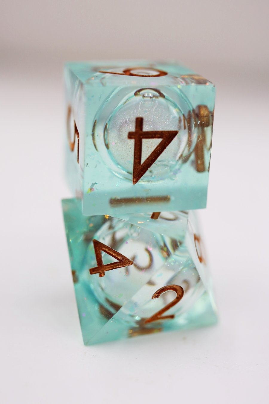Green Liquid Core Sharp Edge Resin RPG Dice Set | Game Grid - Logan