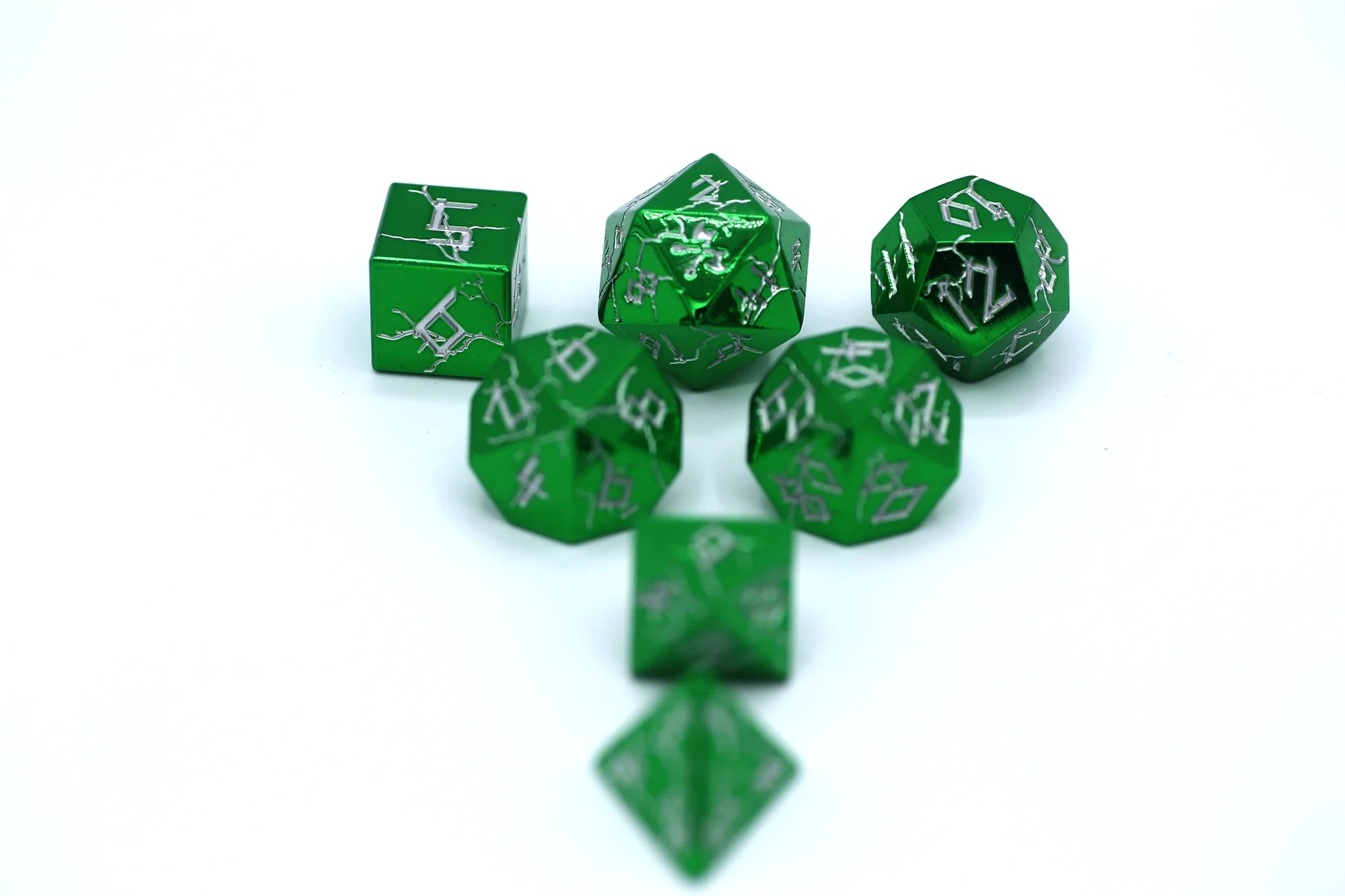 Barbarian Metal Dice: Green with Silver | Game Grid - Logan