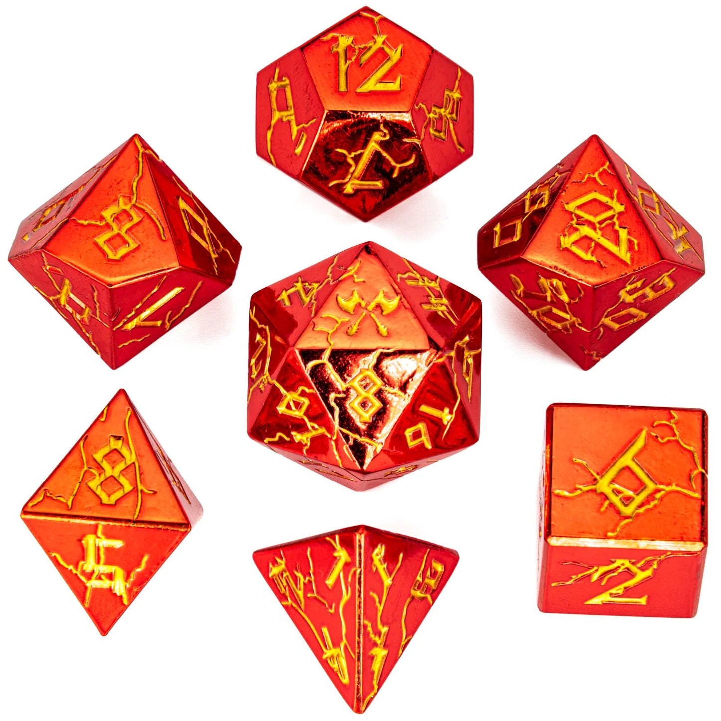 Barbarian Metal Dice: Red with Gold | Game Grid - Logan