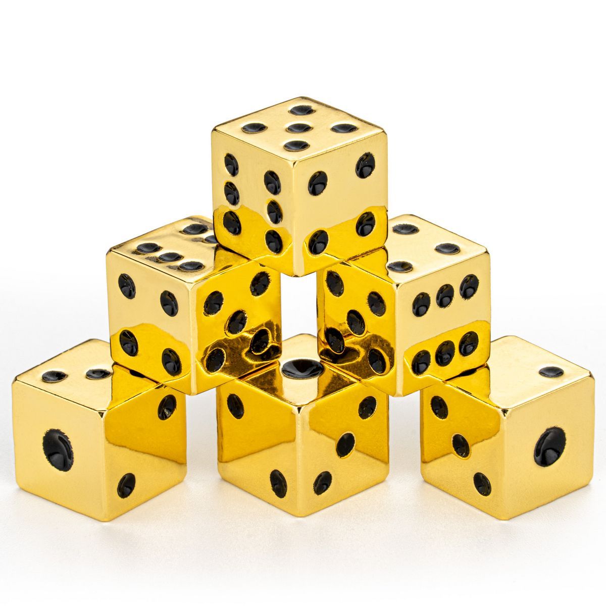 Metal D6 Set: Shiny Gold with Black Dots | Game Grid - Logan