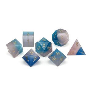 Gemstone Dice: Split The Party - Purple & Aquamarine Cat's Eye | Game Grid - Logan